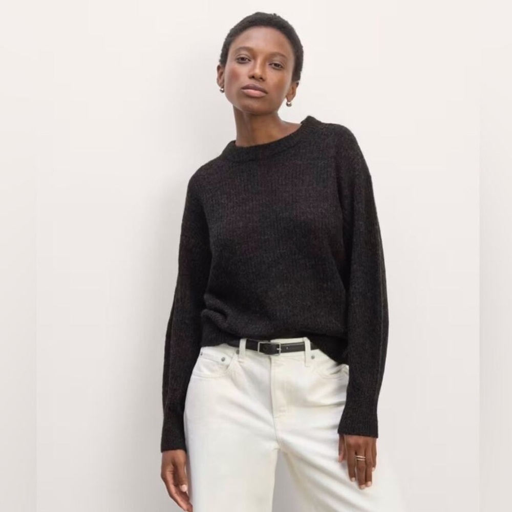 Everlane Cocoon Crew Alpaca Sweater Dark Grey Heather Charcoal Size Small